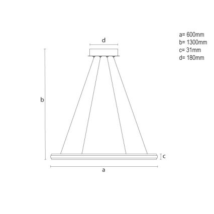Диммируемая светодиодная люстра на тросе LED/55W/230V 3000-6500K, диам. 60 cm + пульт дистанционного управления