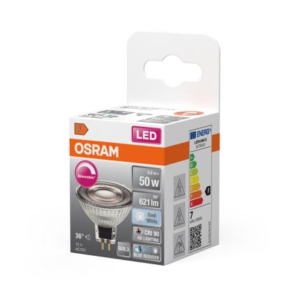 LED Диммируемая рефлекторная лампа MR16 GU5,3/6,8W/12V 4000K 36° CRI 90 - Osram
