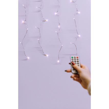 LED диммируемый уличный световой занавес CURTAIN 360xLED/8,4W/230V 2x2 m IP44 тёплый белый + пульт дистанционного управления