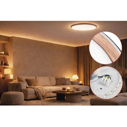 Светодиодный диммируемый потолочный светильник ILVI LED/45W/230V 2700-6500K диаметр 50 см черный/бежевый + пульт дистанционного управления