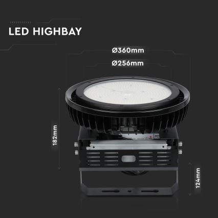 Світильник промисловий LED з регулюванням яскравості High Bay LED/500W/230V 4000K IP65 чорний
