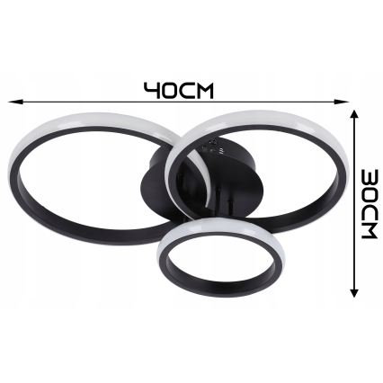 Світлодіодний стельовий світильник з регулюванням яскравості LED/70W/230V 3000-6500K чорний + пульт дистанційного керування