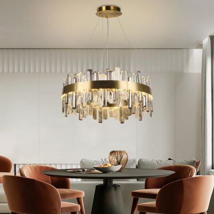 Світлодіодна регульована кришталева люстра на тросі LED/80W/230V 3000-6500K + дистанційне керування