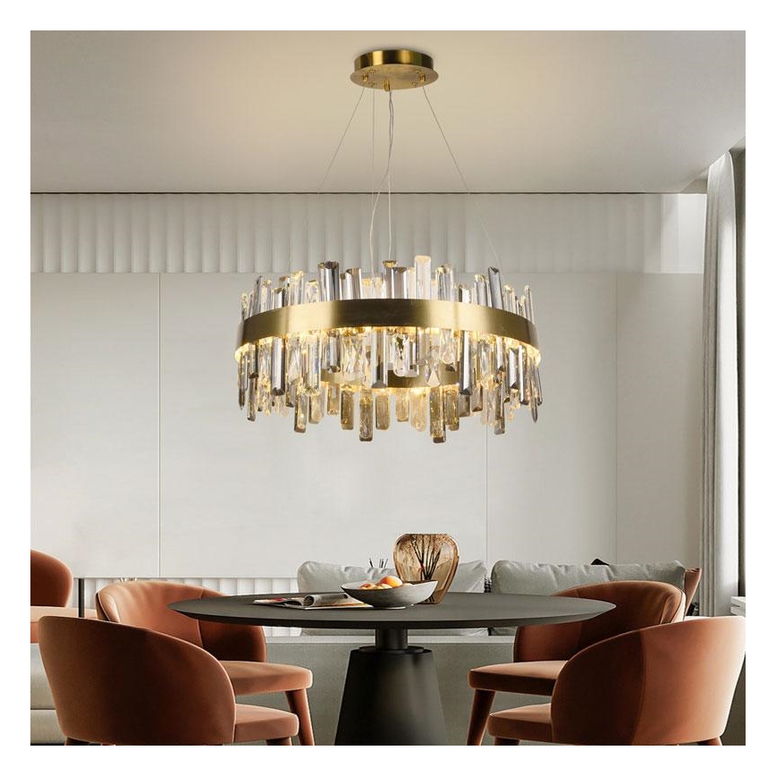 Світлодіодна регульована кришталева люстра на тросі LED/80W/230V 3000-6500K + дистанційне керування