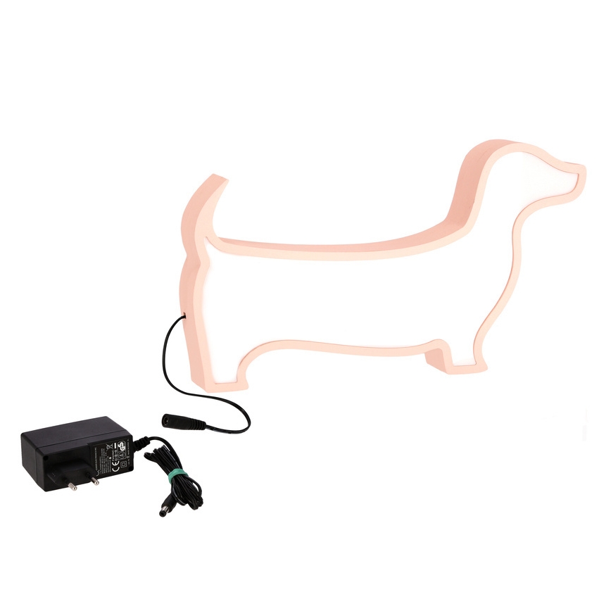 LED Дитяча настільна лампа DOG LED/12W/230V рожевий