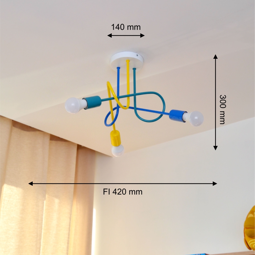LED Дитяча пристельова люстра OXFORD 3xE27/15W/230V
