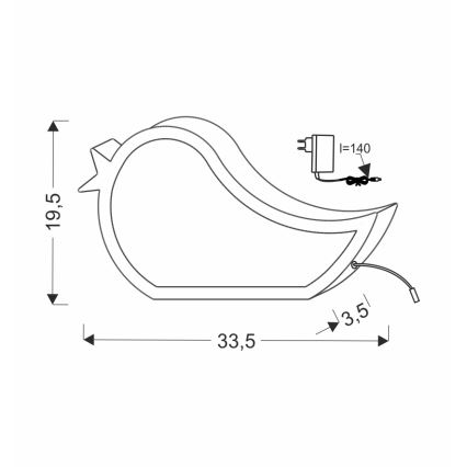 LED дитяча настільна лампа BIRD LED/12W/230V рожева