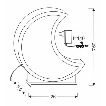 LED дитяча настільна лампа MOON LED/12W/230V сіра