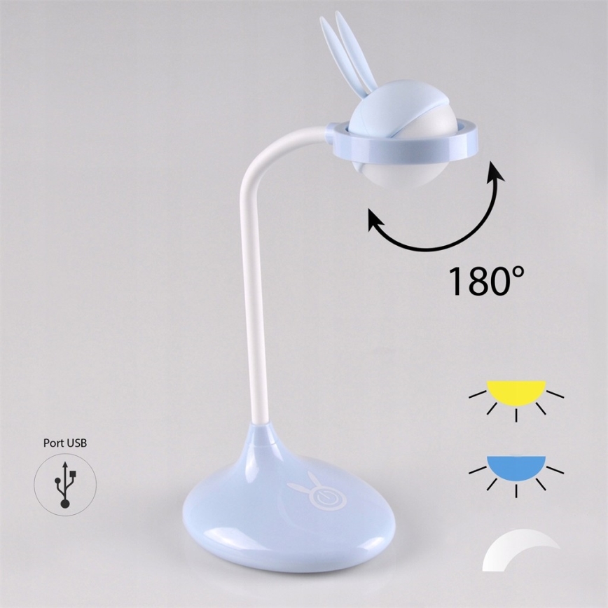 LED Дитяча сенсорна лампа RABBIT LED/0,4W/5V 3000/6500K синій + USB