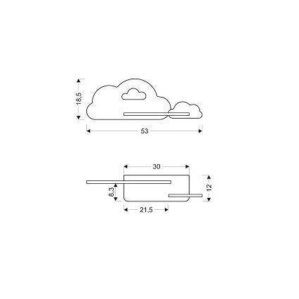 Світлодіодний дитячий настінний світильник з полицею CLOUD LED/5W/230V рожевий/білий,