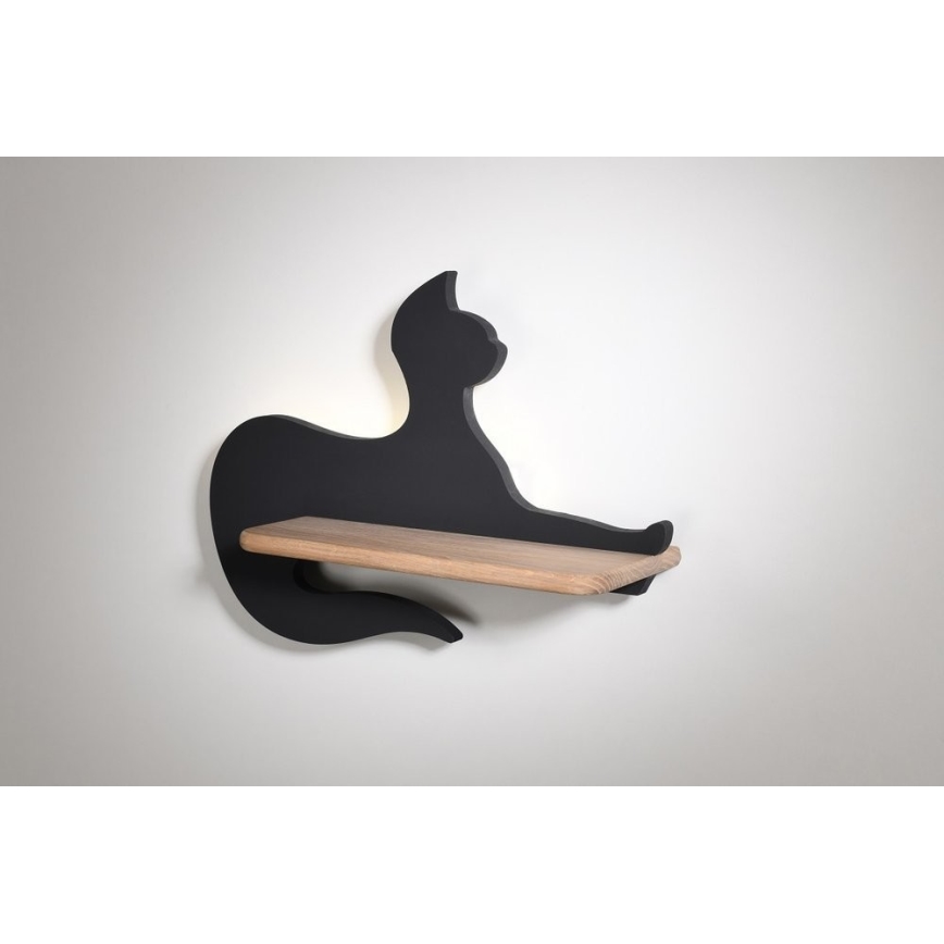 Світлодіодний дитячий настінний світильник з полицею BLACK CAT LED/5W/230V,