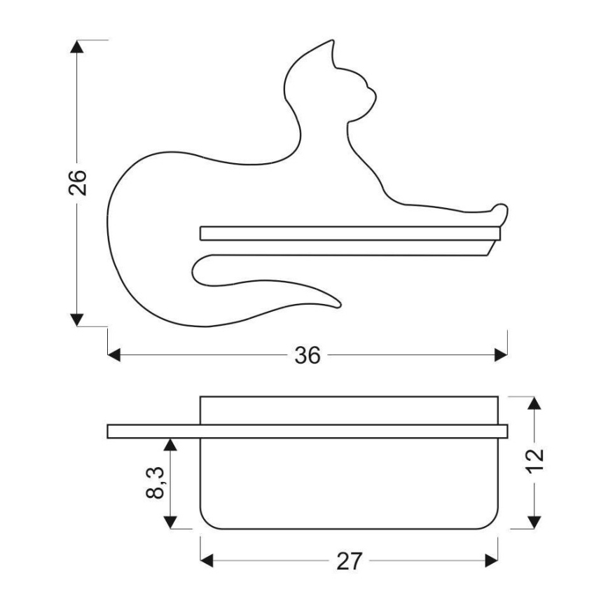 Світлодіодний дитячий настінний світильник з полицею BLACK CAT LED/5W/230V,