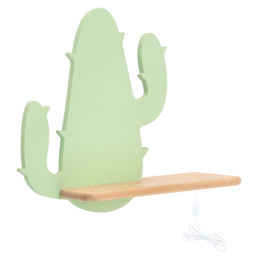 Світильник настінний дитячий LED з полицею CACTUS LED/4W/230V зелений/дерево,