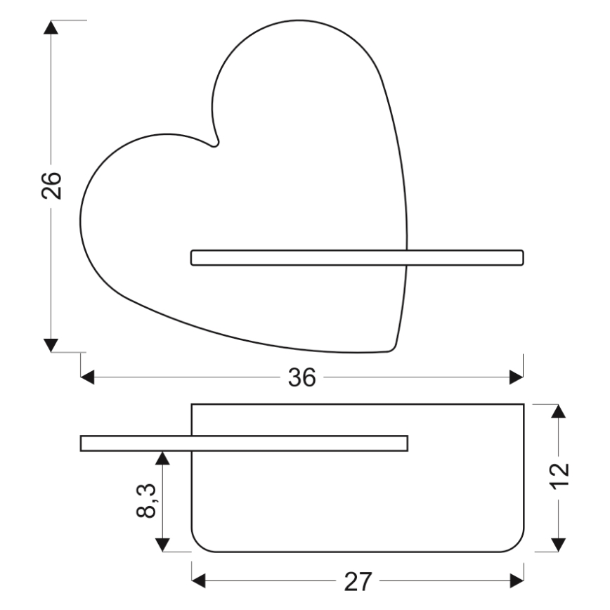 Світлодіодний дитячий настінний світильник з полицею HEART LED/5W/230V рожевий/дерево,