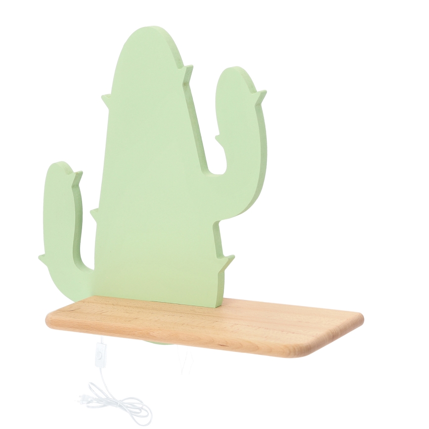 Світильник настінний дитячий LED з полицею CACTUS LED/4W/230V зелений/дерево,