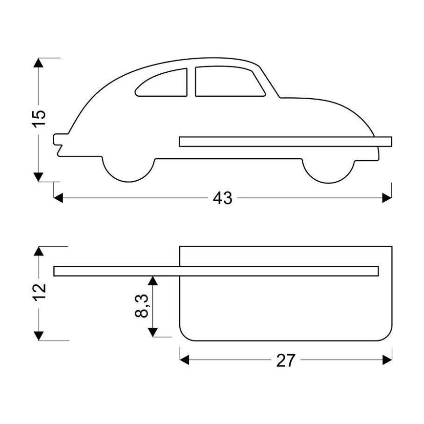 Світлодіодний дитячий настінний світильник з полицею CAR LED/5W/230V чорний/дерево,