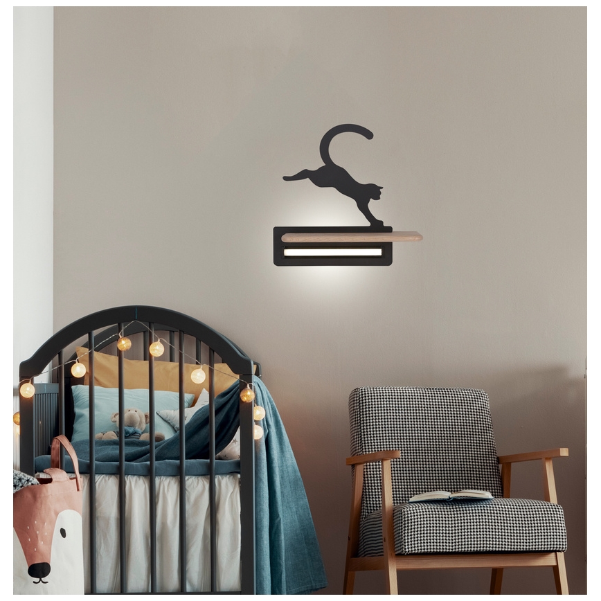 Світильник настінний дитячий LED з полицею JUMPING CAT LED/5W/230V,