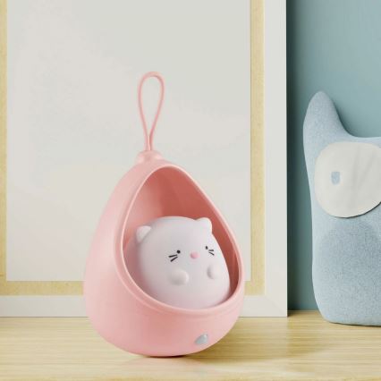 LED Дитячий навігаційний світильник з датчиком KITTY LED/0,5W/5V USB 1200 mAh рожевий