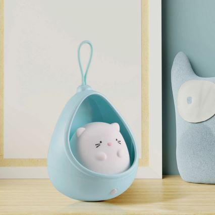 LED Дитячий навігаційний світильник з датчиком KITTY LED/0,5W/5V USB 1200 mAh синій