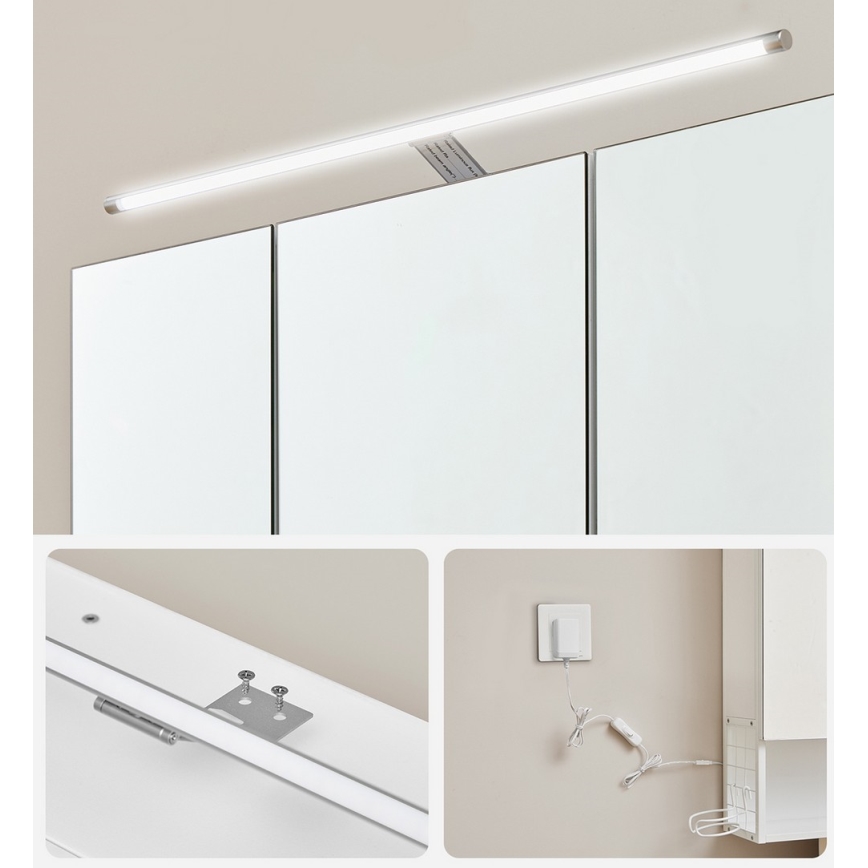 LED дзеркальна шафка для ванної SKY 70x70x16 см 230 В біла