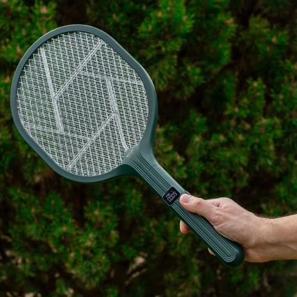 Светодиодный электрический ловец насекомых 2 в 1 с ЖК-дисплеем, 1200 мАч/5В, зеленый