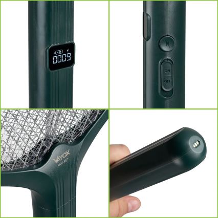 LED електричний зловлювач комах 2 в 1 з LCD-дисплеєм 1200 мАг/5В зелений