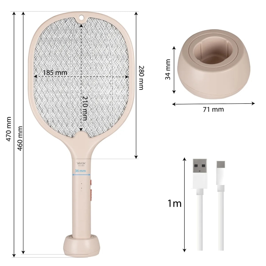 LED Електричний знищувач комах 2в1 500 mAh/5V бежевий