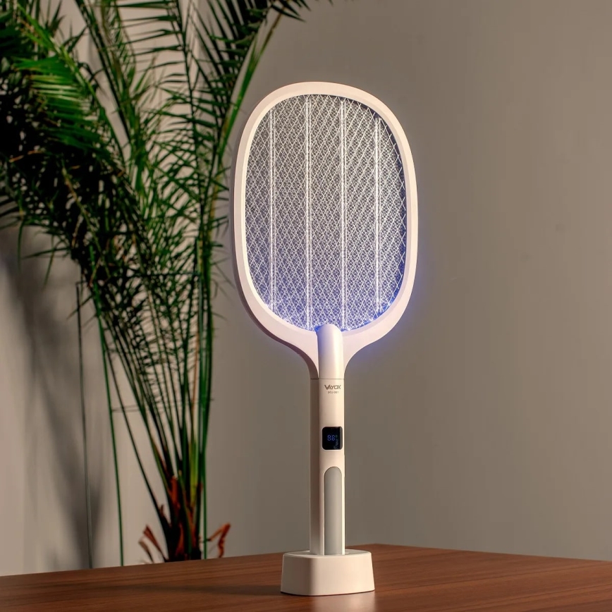 LED Електричний знищувач комах 2в1 з РК-дисплеєм 1200 mAh/5V білий