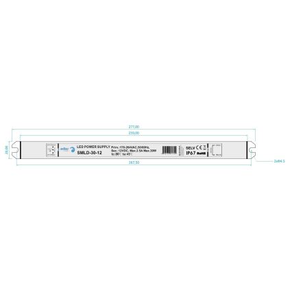 LED Електронний трансформатор DRIVER 30W/230V/12V IP67