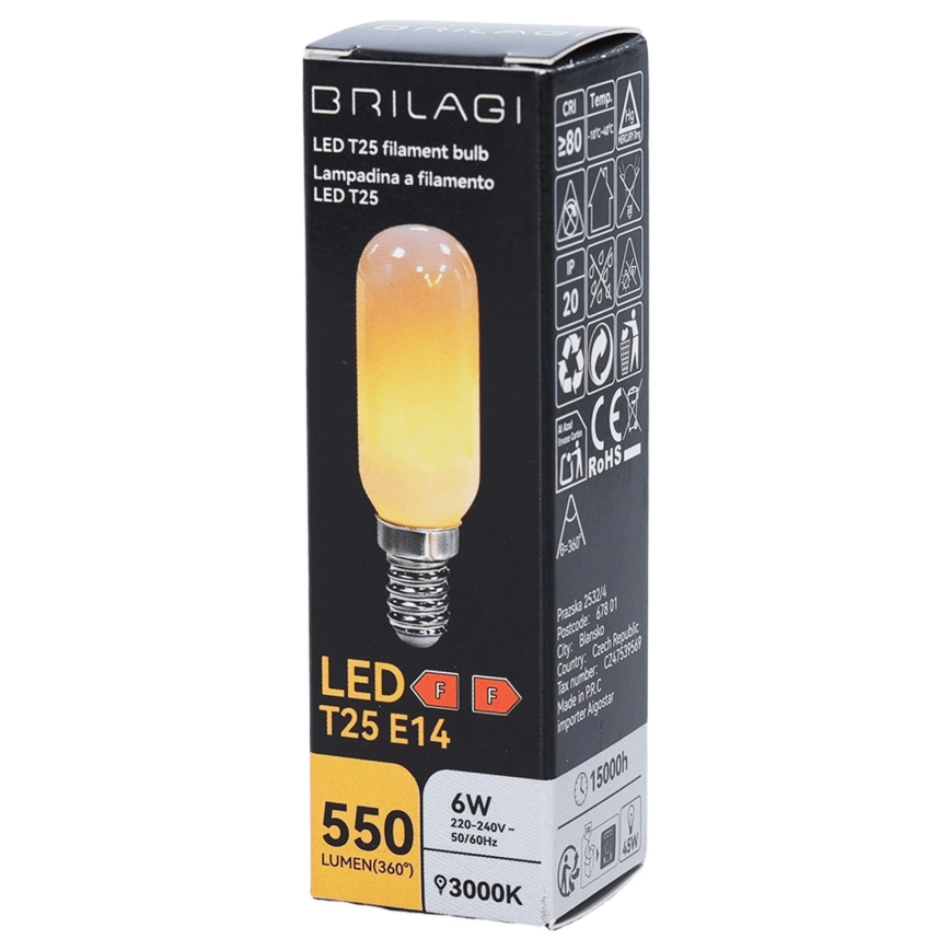 LED-филаментная лампа T25 E14/6W/230V 3000K - BRILAGI