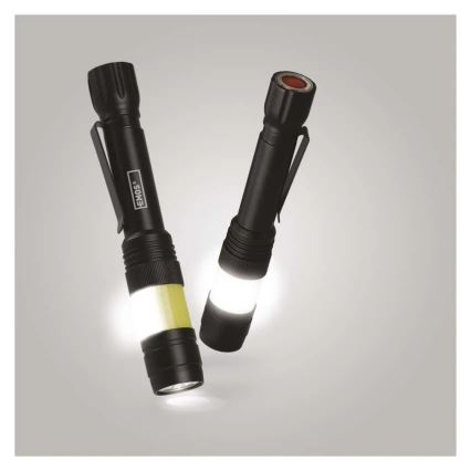 LED-фонарь с COB-светодиодом, питание 2×AA
