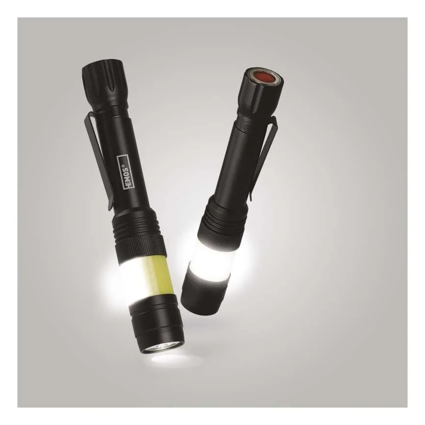 LED-фонарь с COB-светодиодом, питание 2×AA