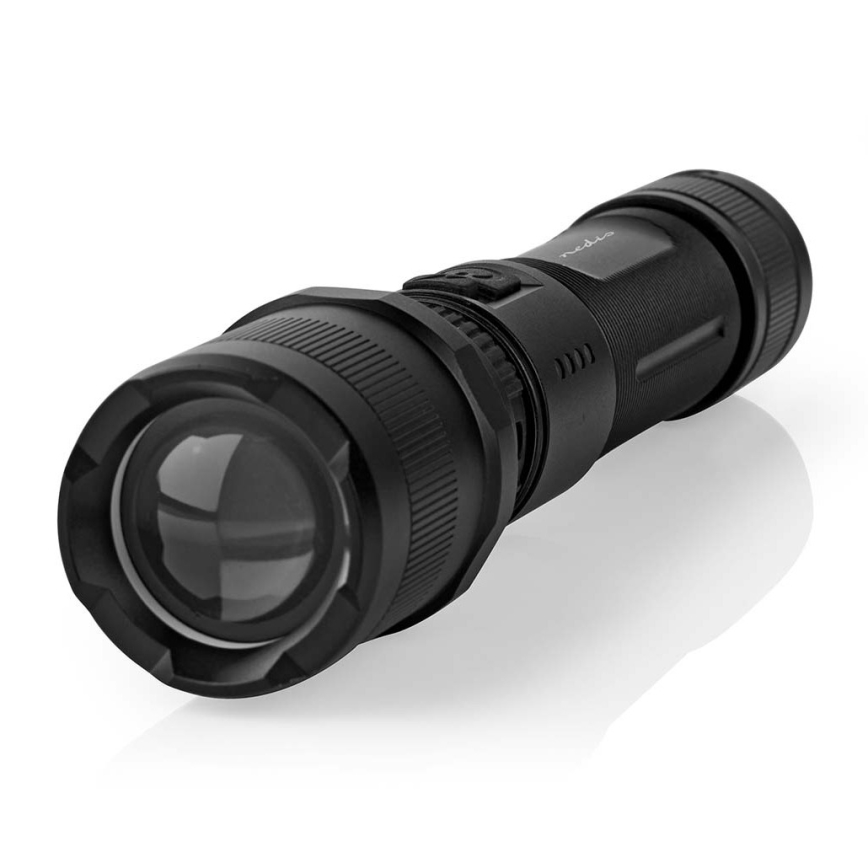 LED фонарь с регулировкой яркости, перезаряжаемый, алюминиевый LED/10W/5V 2200 mAh IPX4 чёрный