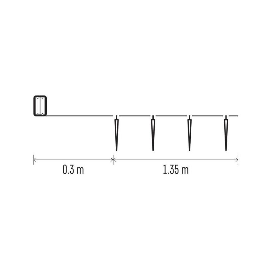 LED  гирлянда 10xLED/2xAA 1,65м