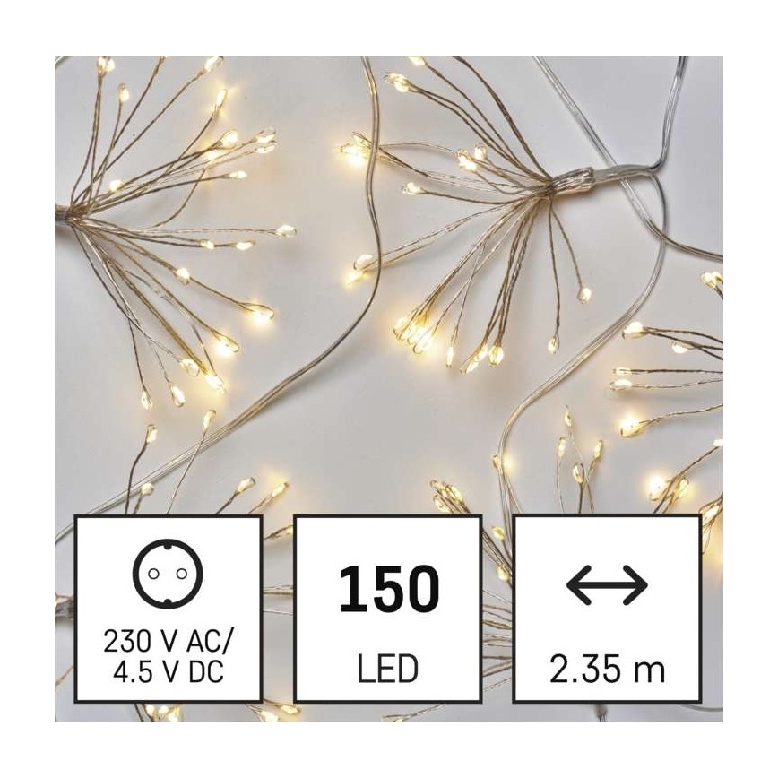 LED-гирлянда 150 светодиодов/5,35 м тёплый белый