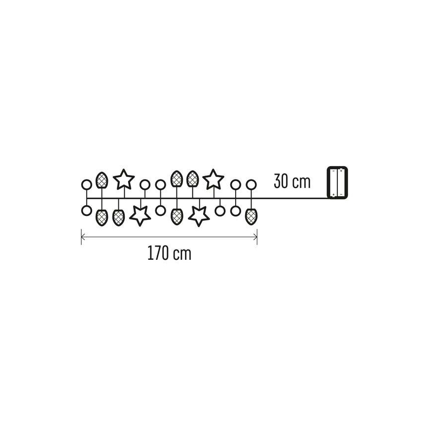 LED-гірлянда, 20 світлодіодів, живлення від 2 батарей AA, довжина 2 м