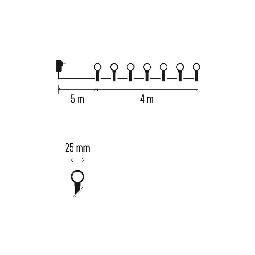 LED-гирлянда для улицы, 40 светодиодов/9 м, IP44, холодный белый