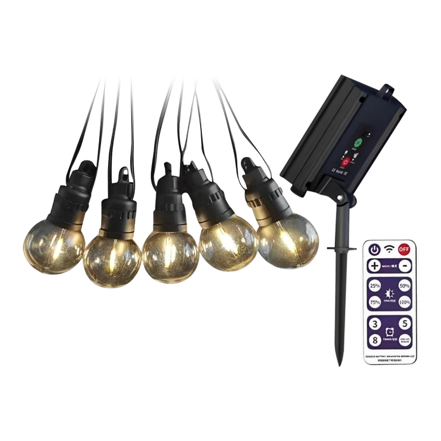 LED гірлянда на сонячній батареї 10xLED/0,5/4,5V 12 м 3000K IP44 1200 mAh + пульт дистанційного керування