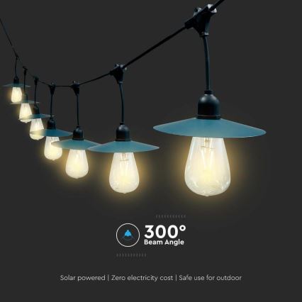 LED гірлянда на сонячній батареї 15xLED/0,2W/3,7V 15,6 м 3000K IP44
