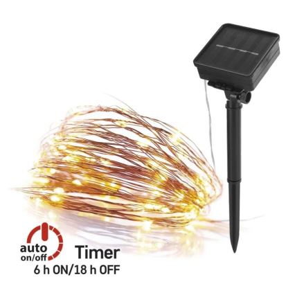 LED Гірлянда на сонячній батареї LED/2,4W/1,2V 1xAA 15 м IP44 3000K 600 mAh