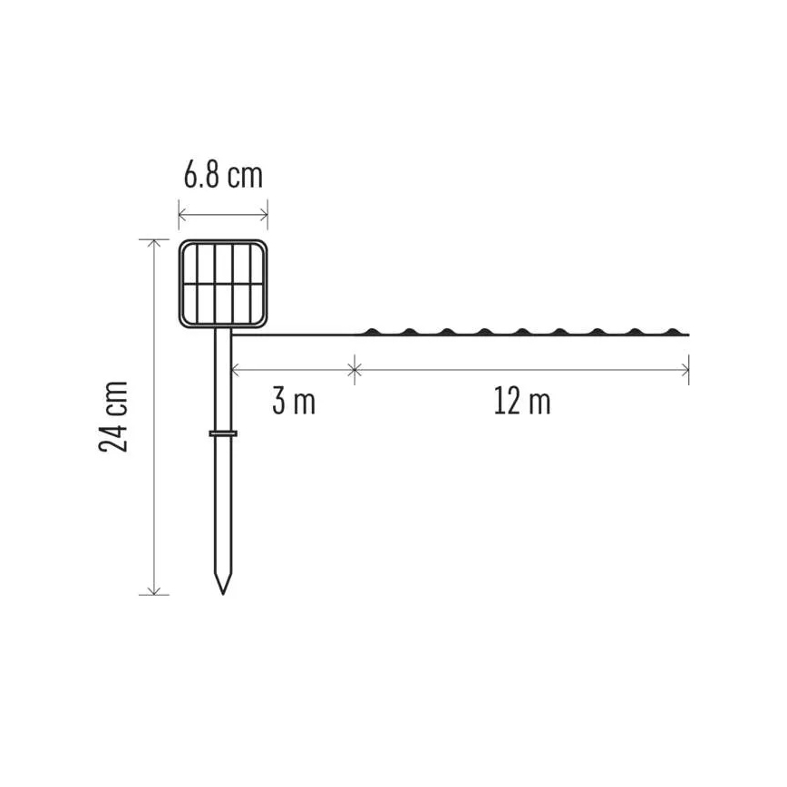 LED Гірлянда на сонячній батареї LED/2,4W/1,2V 1xAA 15 м IP44 3000K 600 mAh