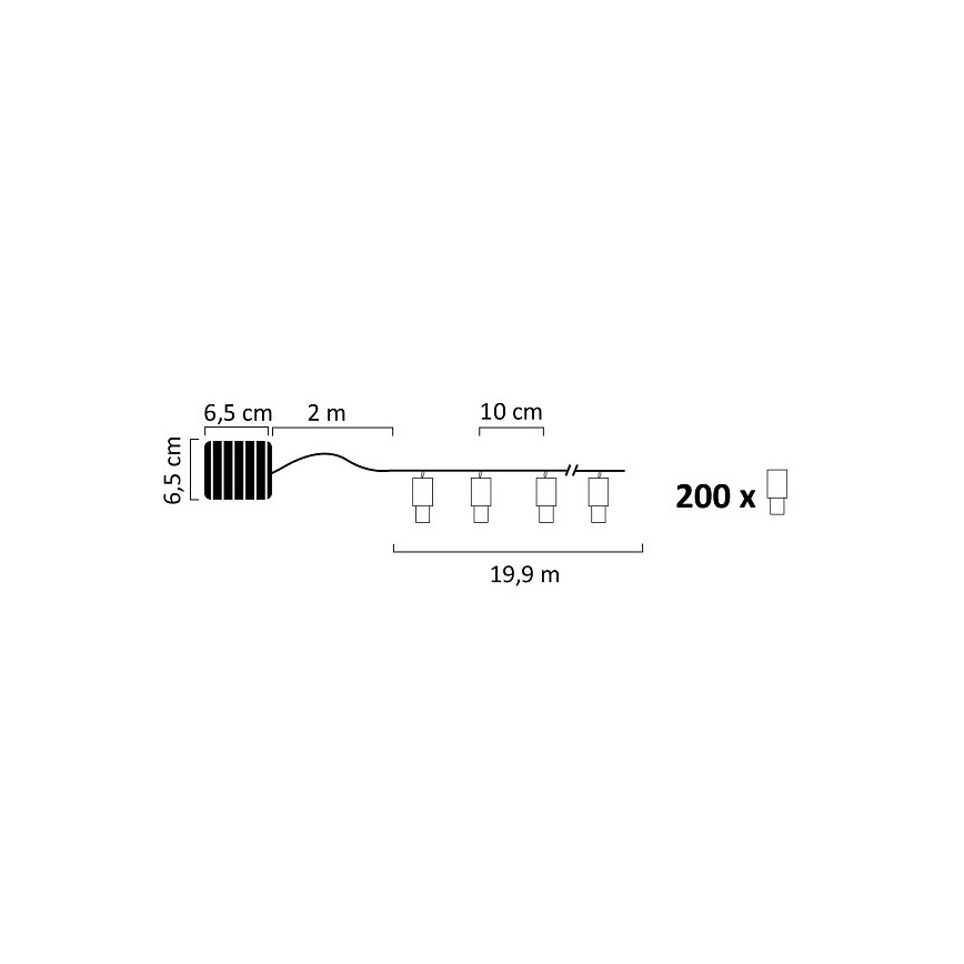 LED гірлянда на сонячній батареї SHINE 200xLED/1,2V 21,9 м IP44
