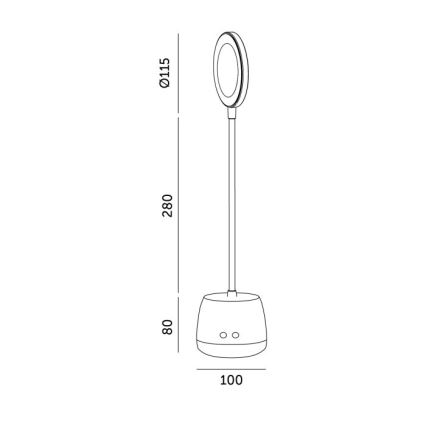LED Гнучка акумуляторна настільна лампа з регулюванням яскравості LUSIA LED/5W/5V 3000/4000K 1200 mAh чорний