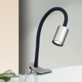 LED Гнучка настільна лампа з затискачем KURT LED/5W/230V срібний