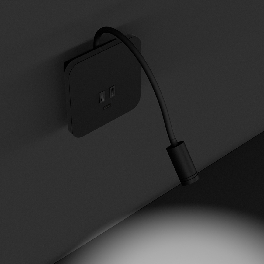 Гнучка настінна лампа LED BASE 1xLED/8W+1xLED/2W/230V чорна/срібляста