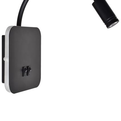 Гнучка настінна лампа LED BASE 1xLED/8W+1xLED/2W/230V чорна/срібляста