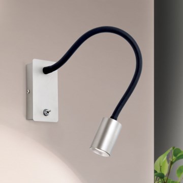 LED Гнучка настінна лампа KURT LED/5W/230V срібний