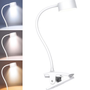 LED Гнучка акумуляторна настільна лампа з затискачем з регулюванням яскравості LED/2W/1800 mAh 3000/4000/6500K білий