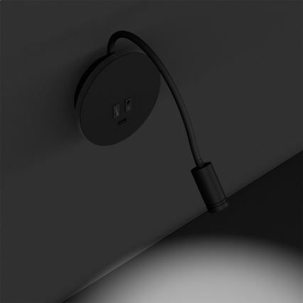 LED Гнучка nástěnná lampička BASE 1xLED/8W+1xLED/2W/230V чорний/срібний
