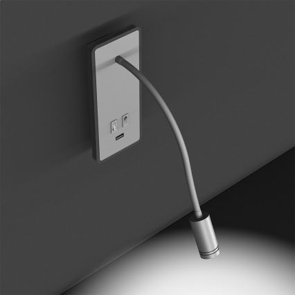 LED Гнучка nástěnná lampička з USB BASE 1xLED/8W+1xLED/2W/230V білий